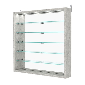 Витрина настенная №1-8ГУ с зеркалом и с подсветкой, Метрополитан Грей