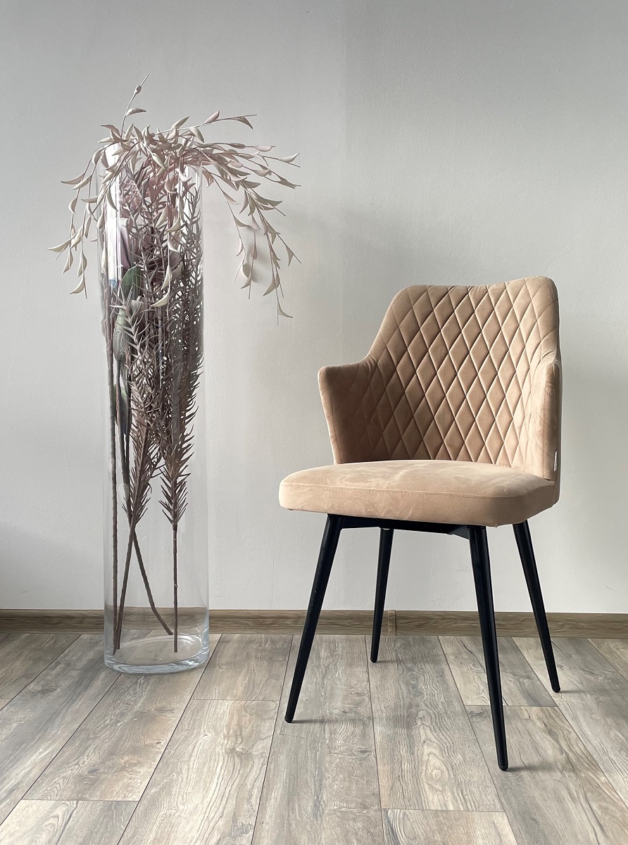 Стул ГЕРМАН (HERMAN) 360 град. БЕЖЕВЫЙ #5, велюр / черный каркас