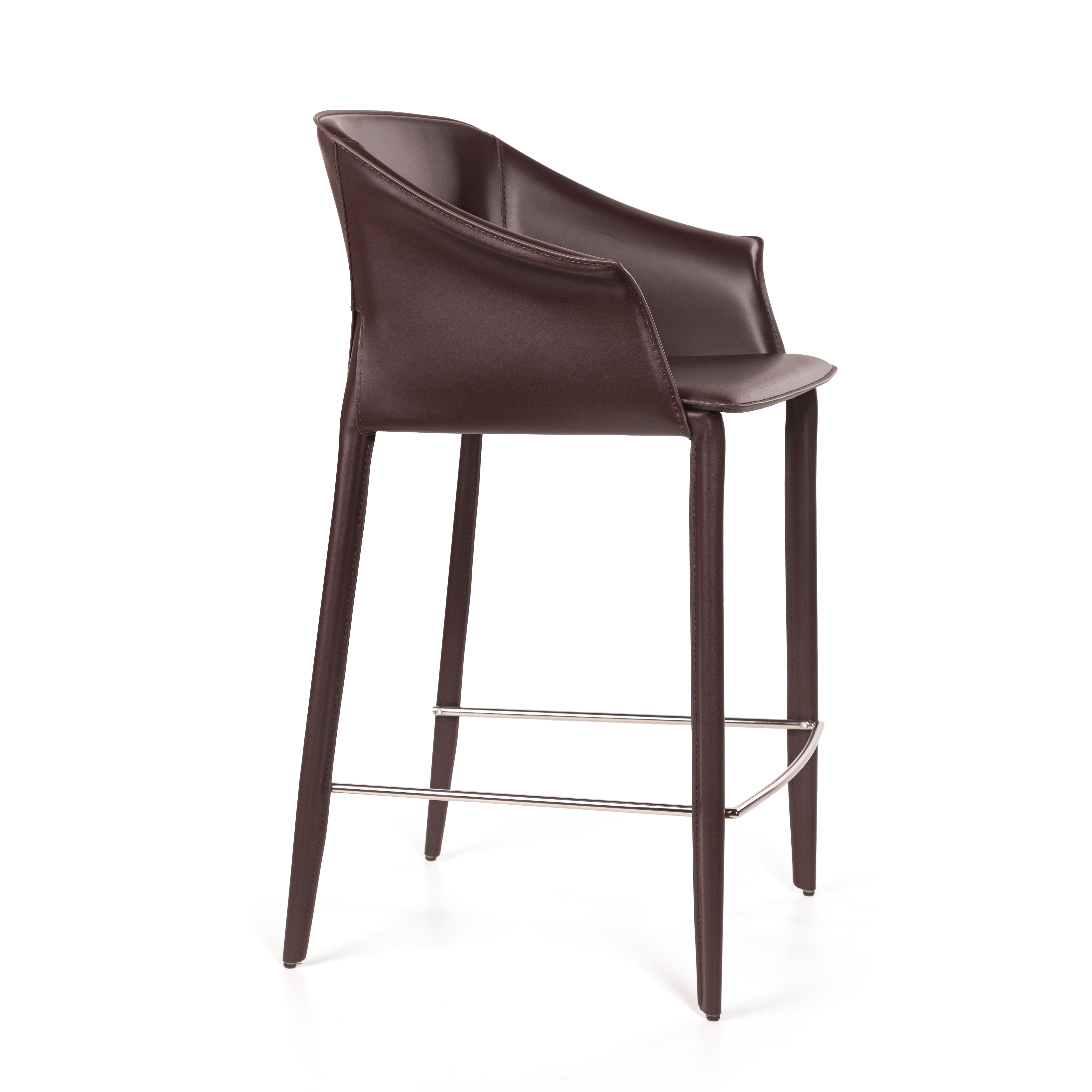 Стул полубарный Джио, кожа коричневый
