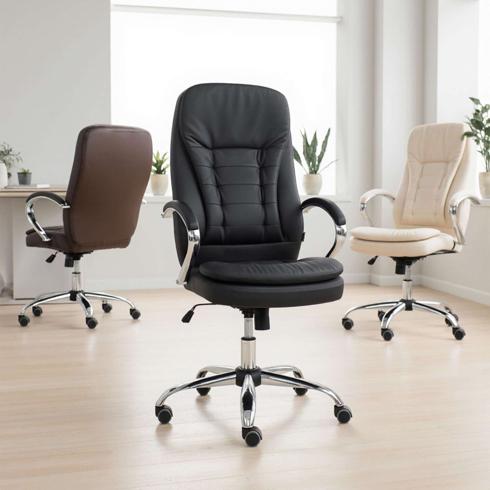 Кресло поворотное Richard New, коричневый, экокожа