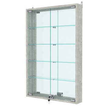 Витрина настенная с регулировочными полками №2-2АУ-РЕГ с зеркалом, Метрополитан Грей