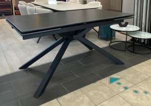 Стол ТАНГО 160 CALACATTA GOLD , керамика / Черный каркас,