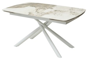 Стол РИВОЛИ (RIVOLI) 140 цвет ПАНДОРА (GLOSS LUXURY PANDORA SOLID CERAMIC) / БЕЛЫЙ, ®DISAUR