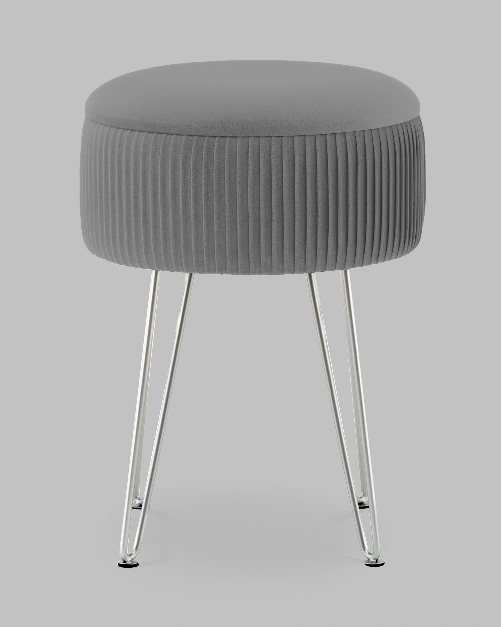 Пуф Астор серебристый серебряные ножки