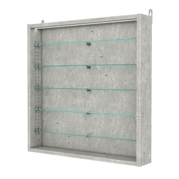 Витрина настенная с регулировочными полками №1-7ГУ-РЕГ с подсветкой, Метрополитан Грей