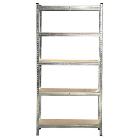 Стеллаж металлический BOOMHOUSE (БУМХАУС) безболтовой, 1800x900x400 мм, 5 полок МДФ, нагрузка на стеллаж до 875 кг, серебристый, 291412