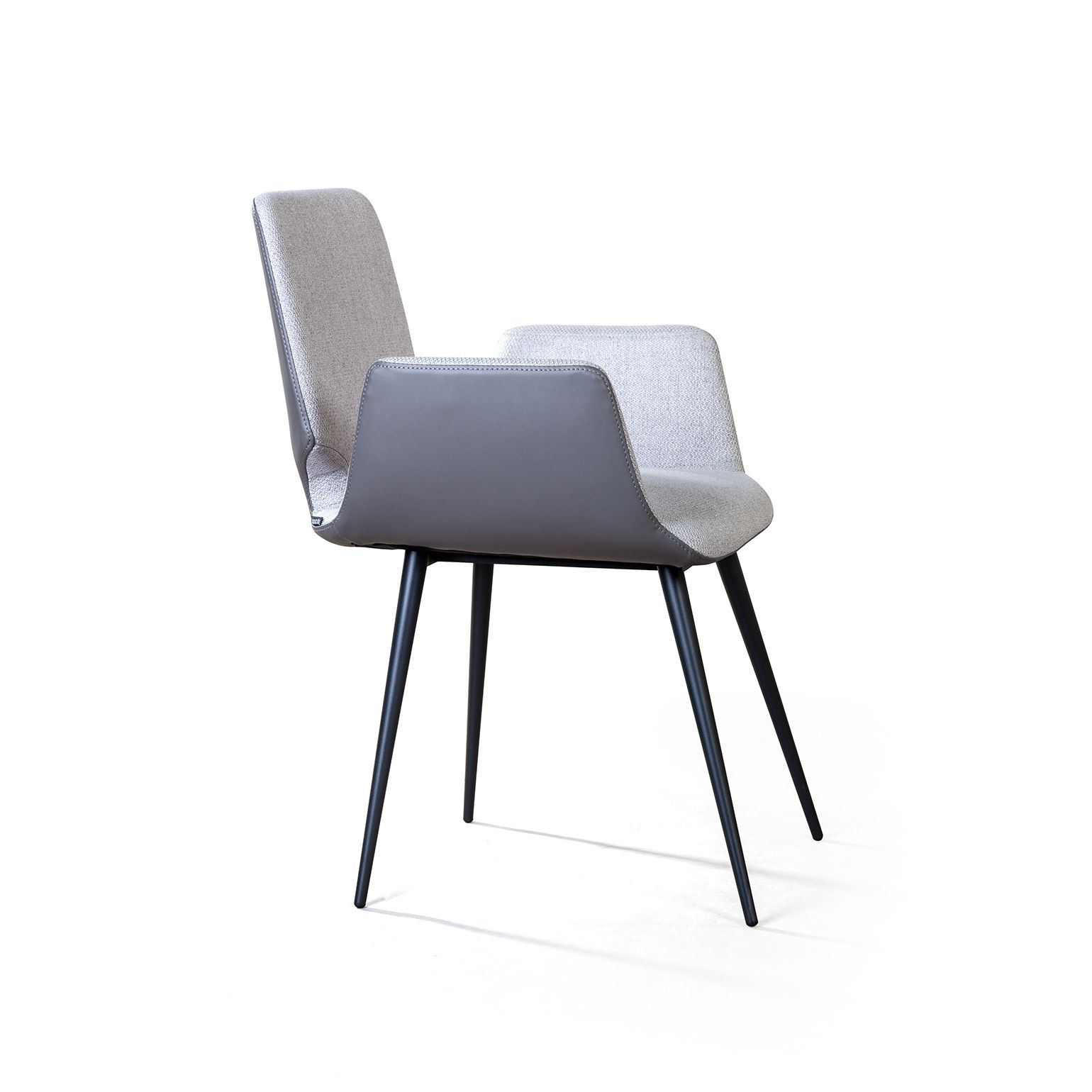 Стул с подлокотниками Адам, рогожка комби серый