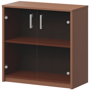 Стеллаж низкий с тонированным стеклом Арго А-302/А-стл302тон Терракота