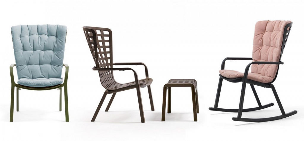 Лаунж-кресло пластиковое с подушкой Folio белый, голубой