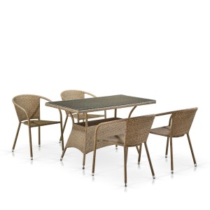 Комплект мебели из иск. ротанга T198D/Y137B-W56 Light Brown (4+1)