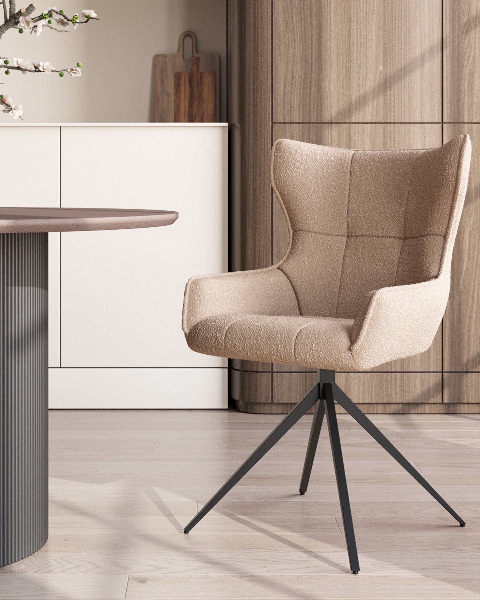 Стул Carlene вращающийся бежевый