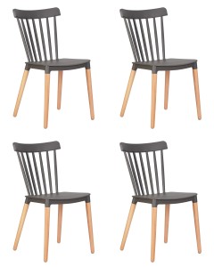 Набор 4 шт Стул обеденный DOBRIN THEO, ножки светлый бук, цвет темно-серый (GR-04)