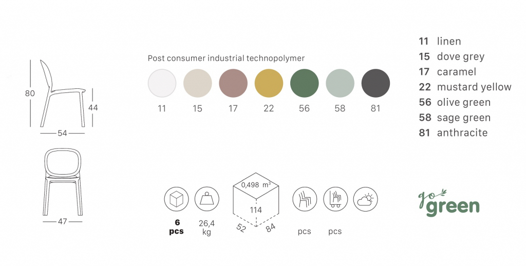 Стул пластиковый Hug Go Green карамельный