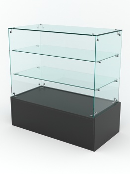 Торговый стеклянный прилавок "ИСТРА" №22 (без дверок), Черный