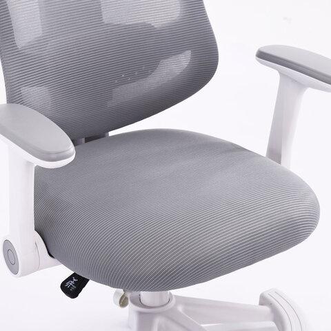 Кресло детское с подставкой для ног BRABIX KIDS "MG-215", сетка/ткань TW, серое, 533313