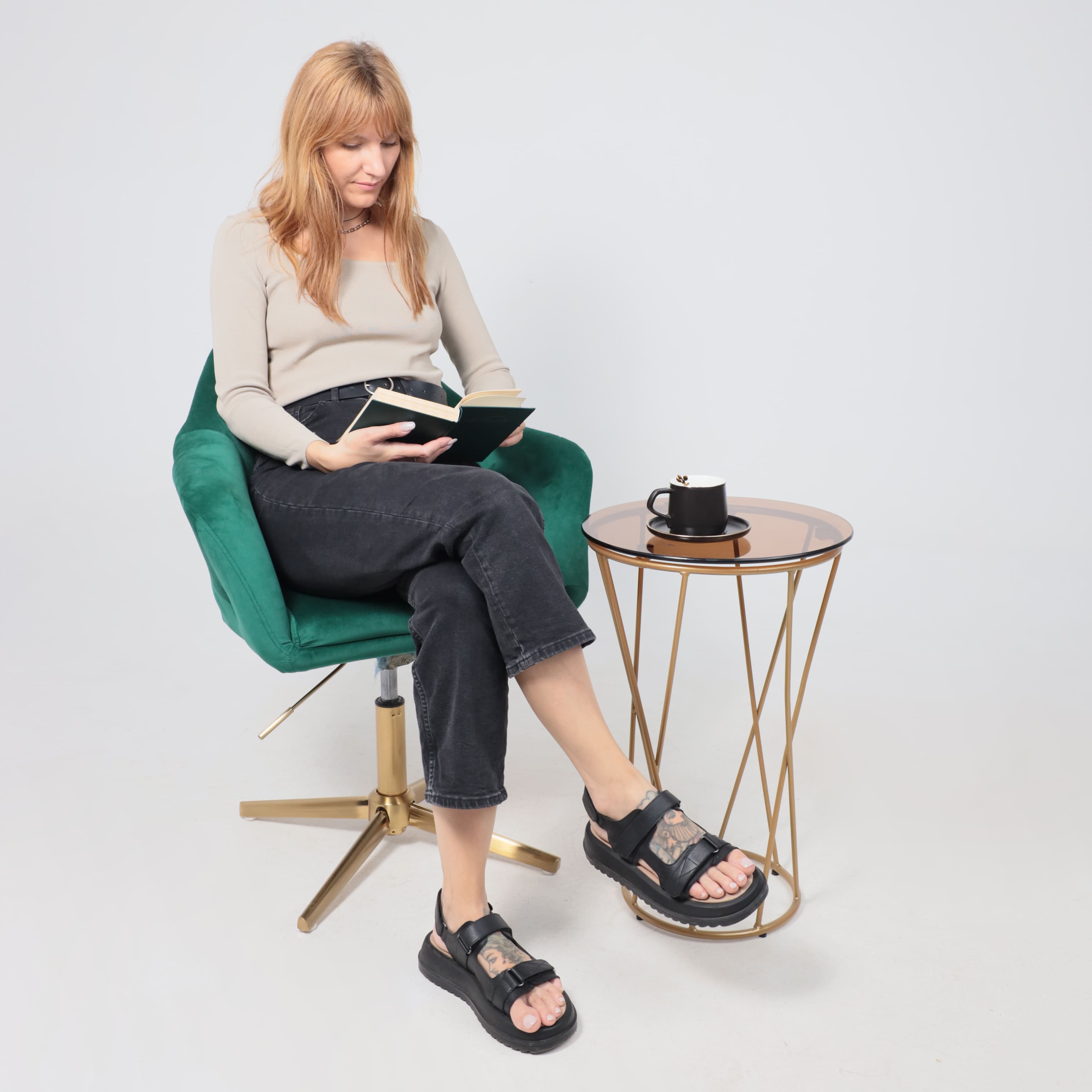 Кресло поворотное Dubai, зеленый, велюр