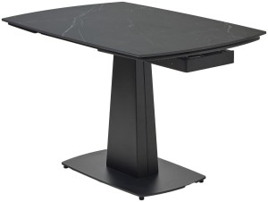 Стол БАЛД (BALDE) 120 см - 180 см раскладной, цвет MATT BLACK MARBLE SOLID CERAMIC / ЧЕРНЫЙ