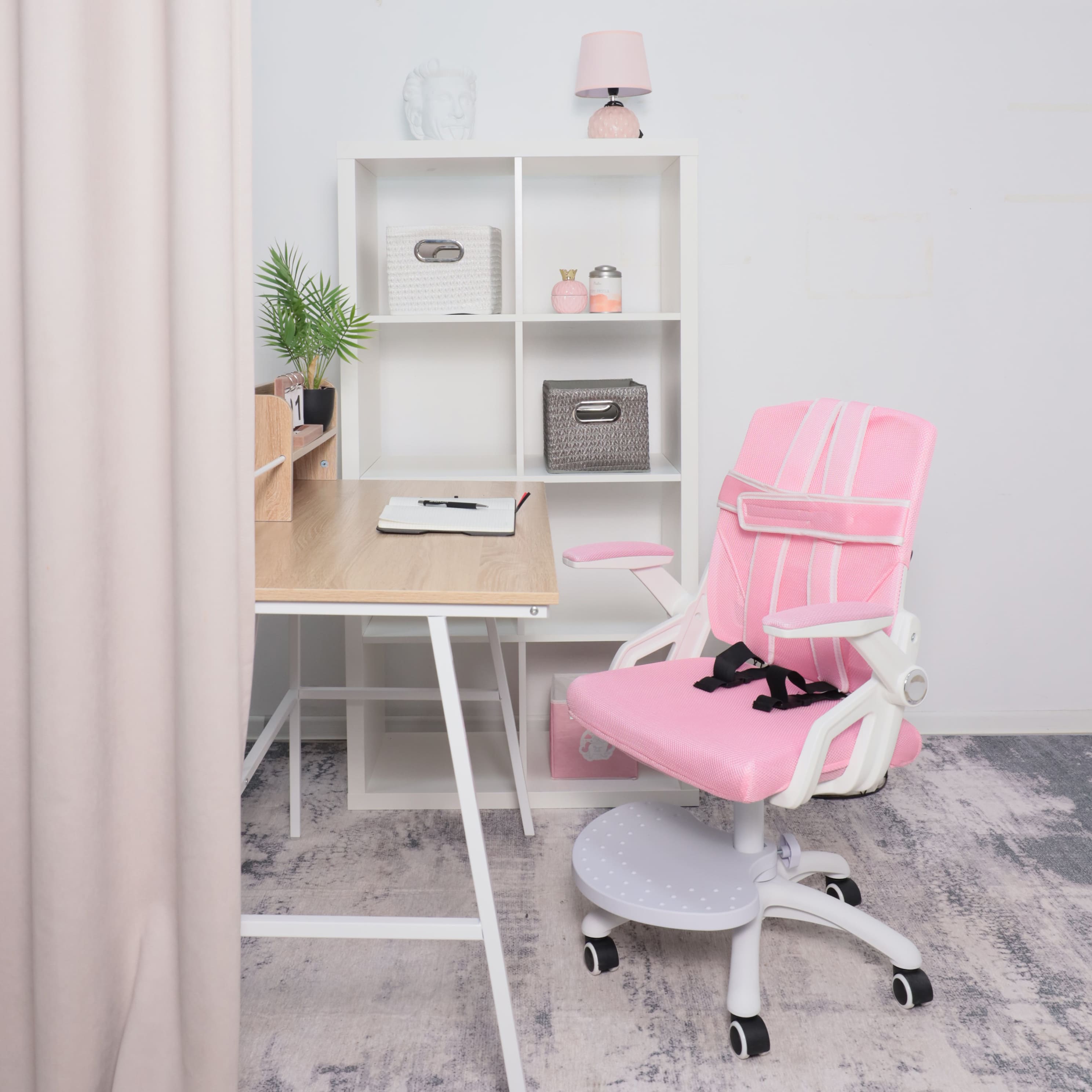 Кресло поворотное Moon, розовый, сетка