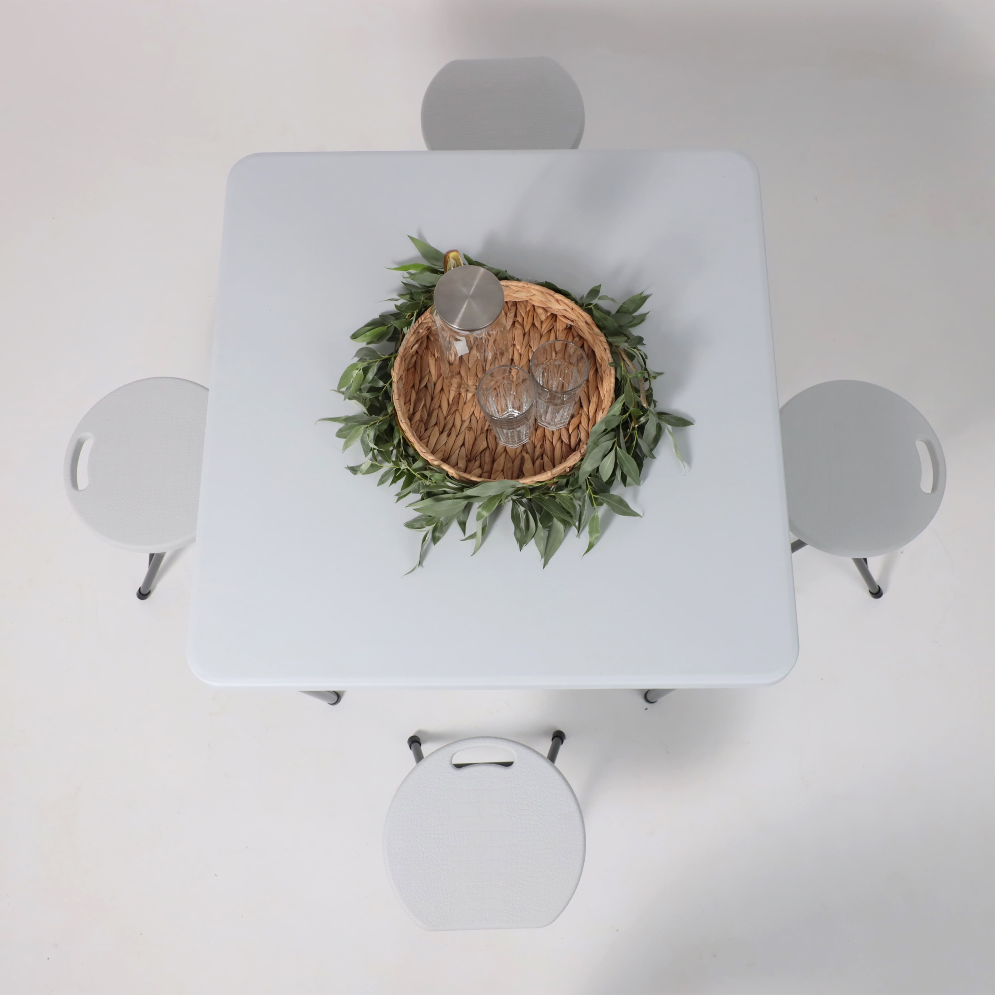 Стол садовый складной, белый, hdpe-пластик, квадратный