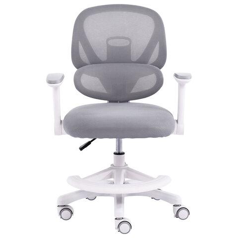 Кресло детское с подставкой для ног BRABIX KIDS "MG-220", сетка/ткань TW, серое, 533315