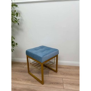 Банкетка Марсей 40-44 с полкой (голубой/золото)