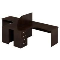 Стол угловой Веллингтон с тумбой и экраном, венге