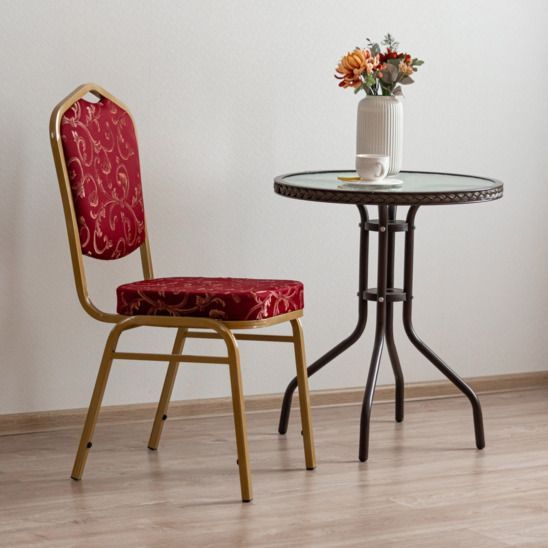 Стул Хит 25мм - золото, шенилл бордовый