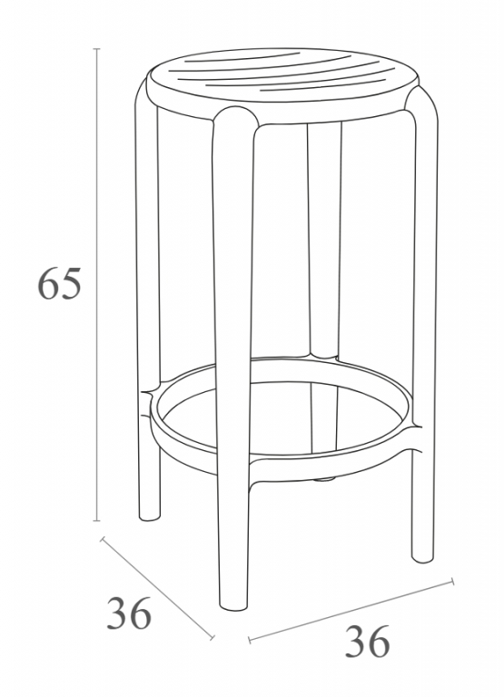 Табурет пластиковый полубарный Tom Bar 65 черный
