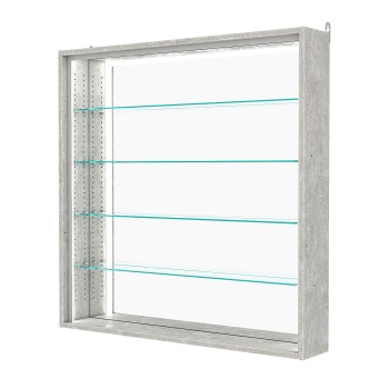 Витрина настенная с регулировочными полками №4-2Г-РЕГ-П с зеркалом, Метрополитан Грей