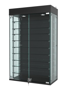 Витрина "АТРИУМ" с регулировочными полками настенная №2А-2Г-РЕГ, Черный