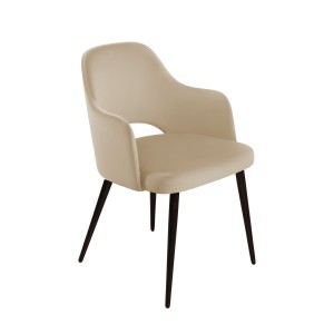 Стул Вильям с подлокотниками, бархат бежевый 5/ черный конус