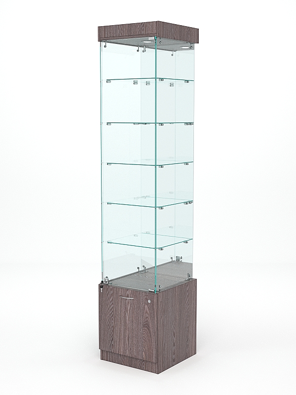 Витрина стеклянная "КРИСТАЛЛ" №504 (с дверкой, задняя стенка - зеркало)