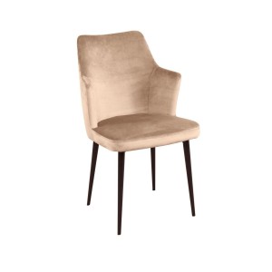 Стул с подлокотниками Хант, бархат бежевый 5 / чёрный конус