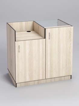 Прилавок под кассу "ТОРГОВЫЙ" №7 с дверкой, Дуб Сонома, кромка Дуб Венге