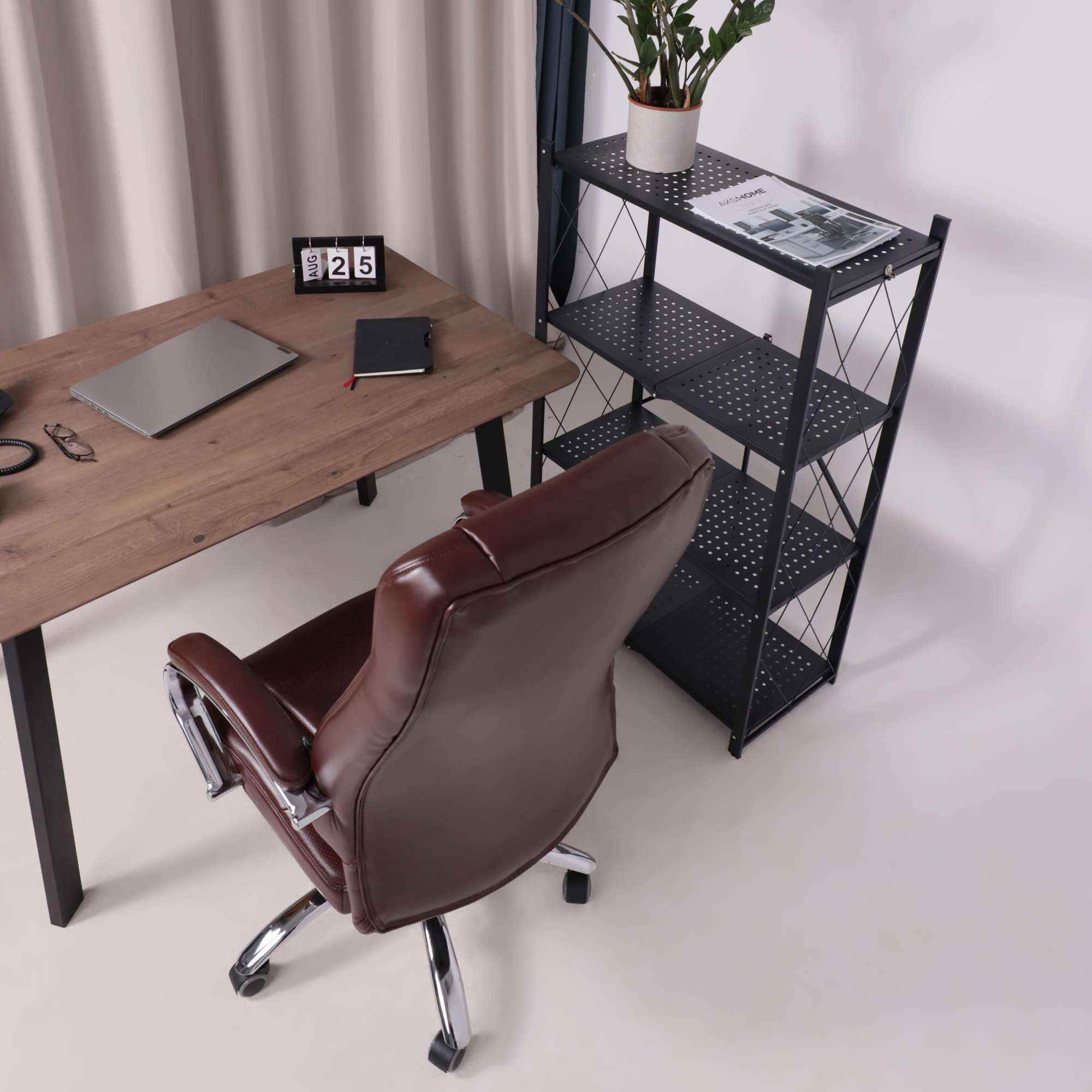 Кресло поворотное King, темно-коричневый, экокожа