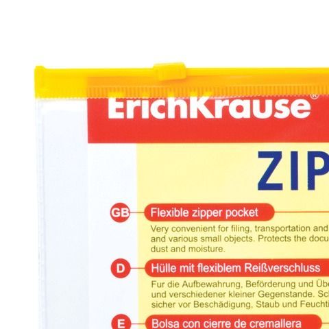 Папка-конверт на молнии А4 (335х238 мм), карман для визиток, молния ассорти, прозрачная, 0,14 мм, ERICH KRAUSE, 2935 цена 100 ₽ Папка-конверт на молнии А4 (335х238 мм), карман для визиток, молния ассорти, прозрачная, 0,14 мм, ERICH KRAUSE, 2935
