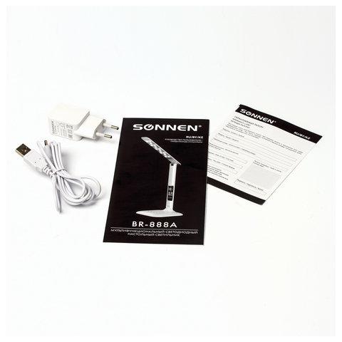 Настольная лампа / светильник SONNEN BR-888A, на подставке, светодиодный, LED, 9 Вт, белый, 236664