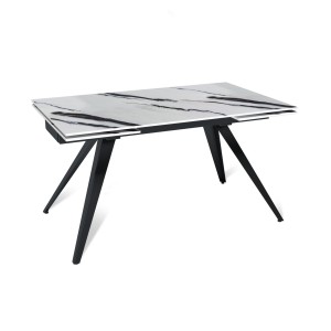 Стол раскладной Асти (140+40+40), керамика глянцевая Panda White