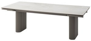 Стол АДАЖИО 240 (320) см ЭЛЛИПС цвет ОНИКС (VARESE ONICE), керамика / Латте каркас