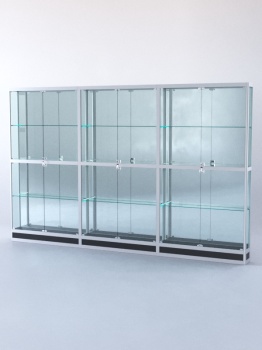 Витрина "ПРЯМОУГОЛЬНАЯ" №4-3м-200-3 (задняя стенка - зеркало), Черный