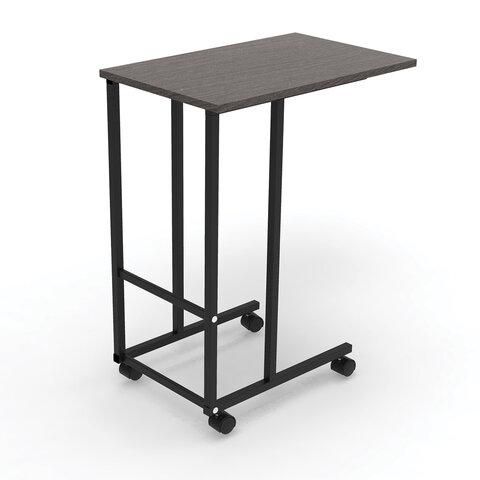 Стол BRABIX "Smart CD-014", 380х600х755 мм, ЛОФТ, на колесах, металл/ЛДСП ясень, каркас черный, 641885