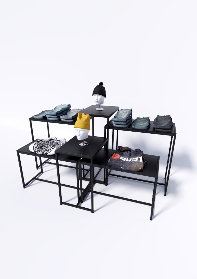 Стол TEVOLO демонстрационный черный-дуб сонома В75Ш120Г45