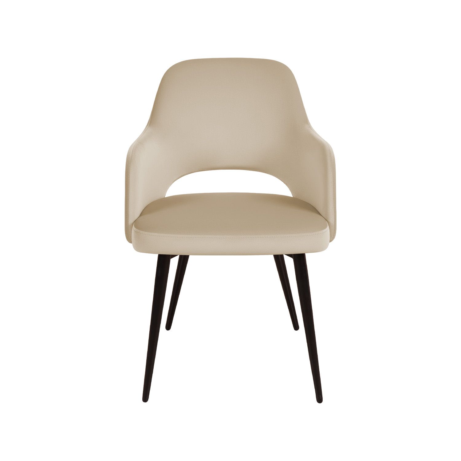 Стул Вильям с подлокотниками, бархат бежевый 5/ черный конус