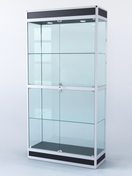 Витрина "ПРЯМОУГОЛЬНАЯ" №3-400-2 (задняя стенка - стекло), Черный