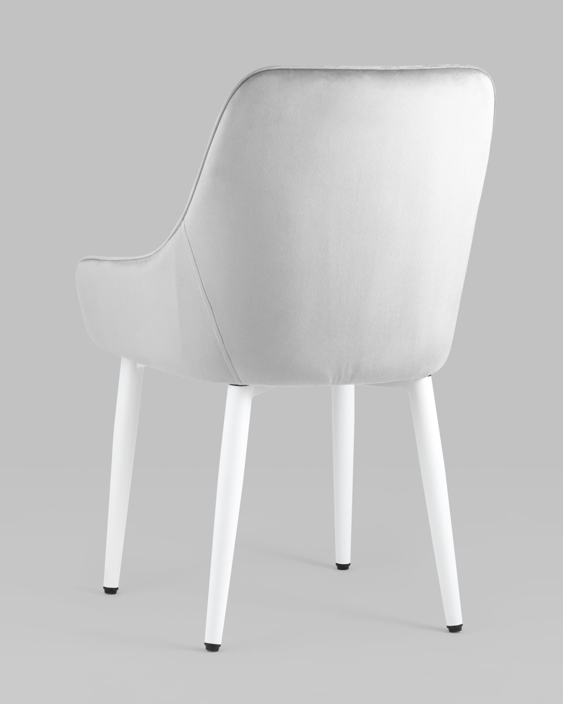 Стул Диана велюр серый ножки белые