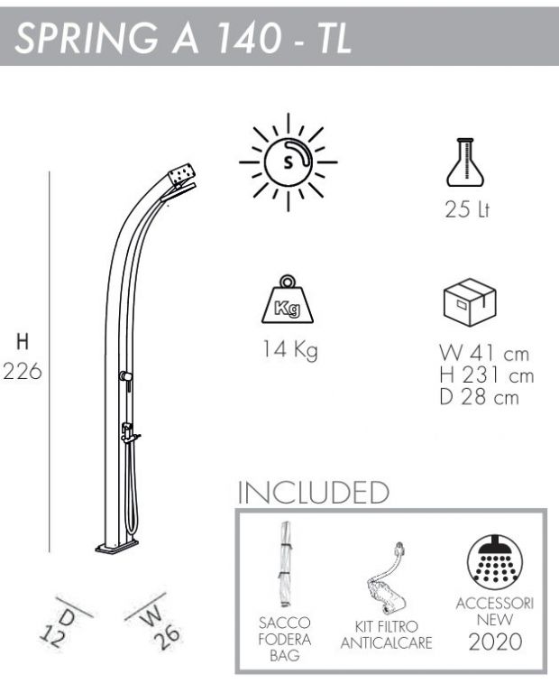 Душ солнечный Spring A 140 TL жемчужный черный