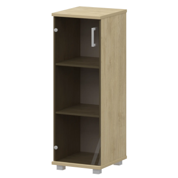 Стеллаж низкий узкий закрытый со стеклянным фасадом Аргентум "НТ-440;НТ-601стл" Баттл Рок