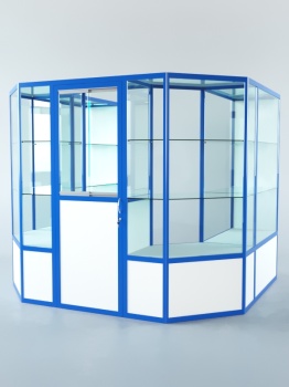 Павильон торговый из профиля пристенный №3б, Белый + Делфт голубой U525 ST9