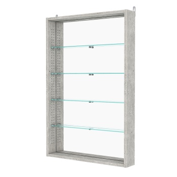 Витрина настенная с регулировочными полками №2-2ГУ-РЕГ с зеркалом, Метрополитан Грей