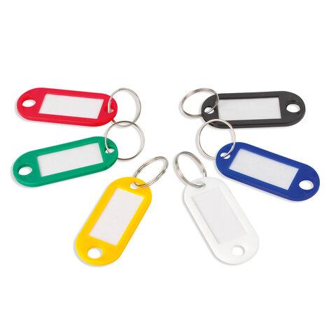 Бирки для ключей КОМПЛЕКТ 100 шт., длина 52 мм, инфо-окно 32х15 мм, цвет ассорти, STAFF, 237730